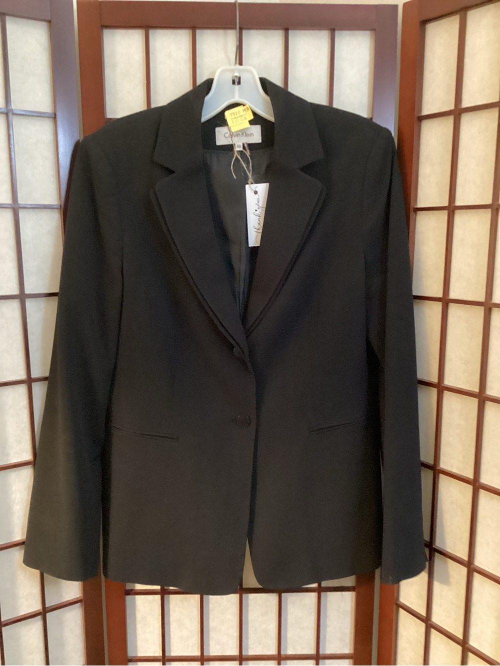 Calvin Klein Women's Black Single-Button Blazer Double Lapel size:10